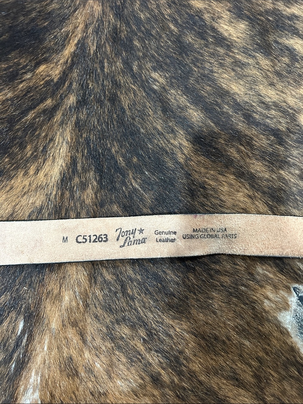 Tony Lama Tan Leather Belt with Branded Stamp